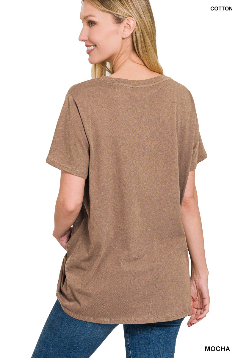 Cotton short sleeve v-neck tee