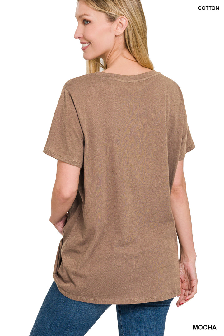 Cotton short sleeve v-neck tee