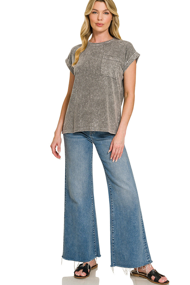 Halo snow washed cuffed short sleeve tee