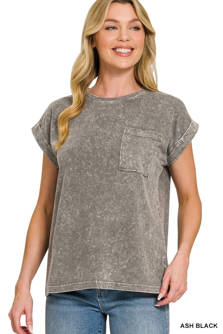 Halo snow washed cuffed short sleeve tee