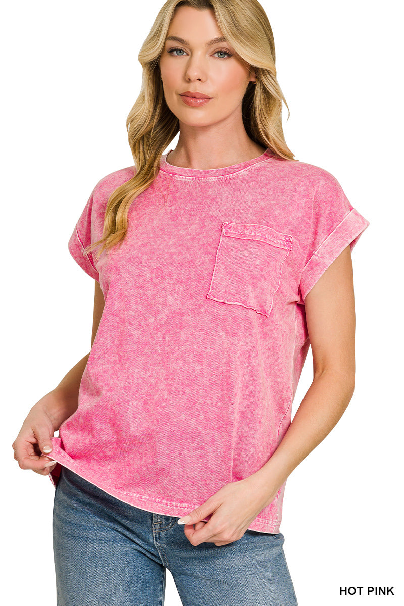 Halo snow washed cuffed short sleeve tee