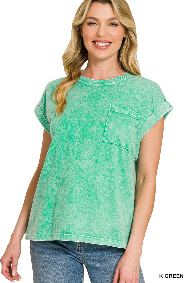 Halo snow washed cuffed short sleeve tee