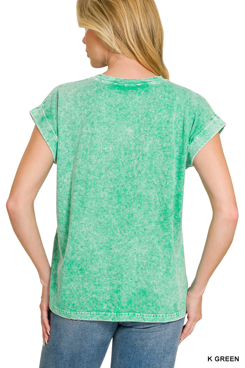 Halo snow washed cuffed short sleeve tee