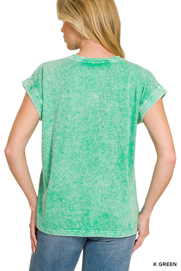 Halo snow washed cuffed short sleeve tee