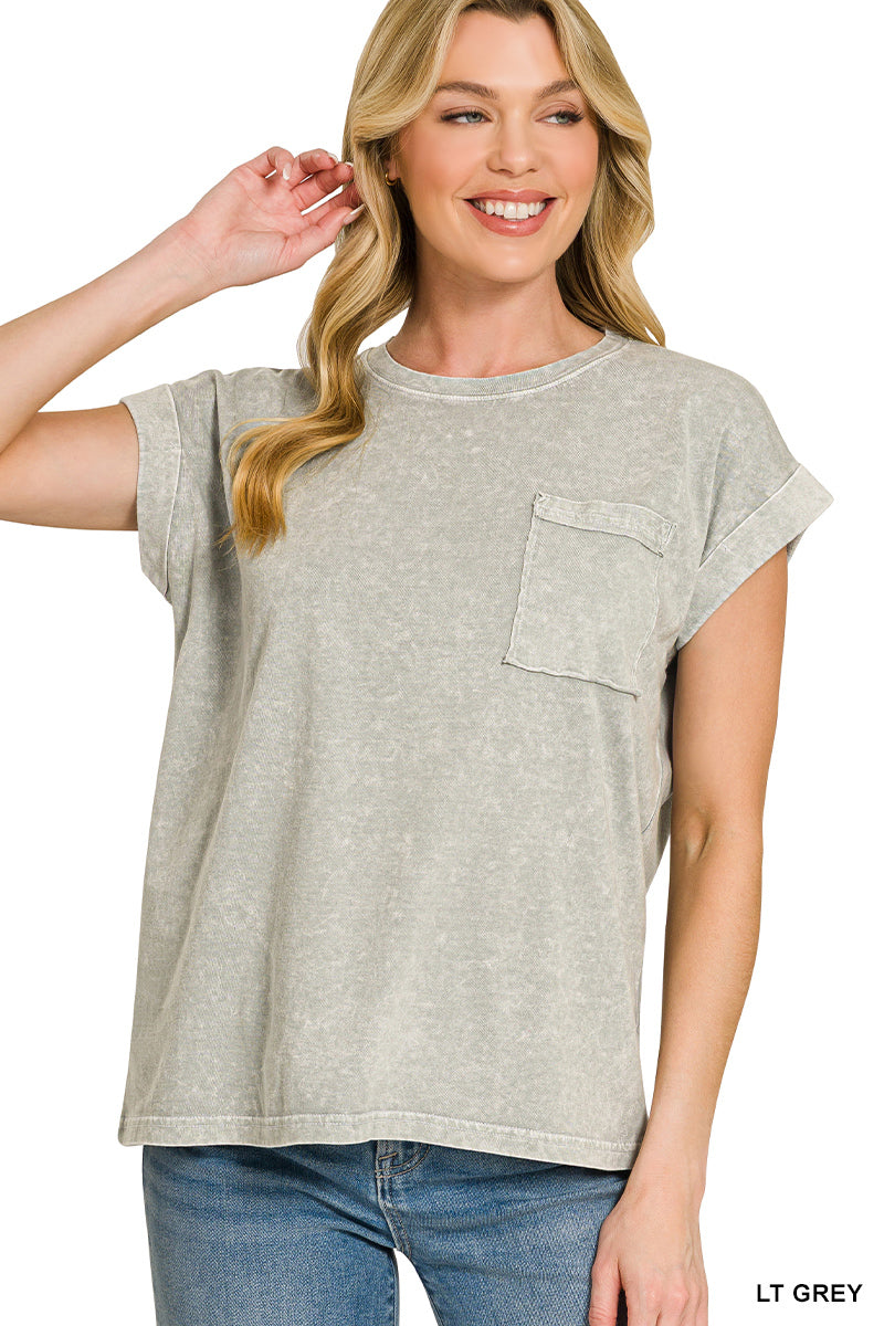 Halo snow washed cuffed short sleeve tee