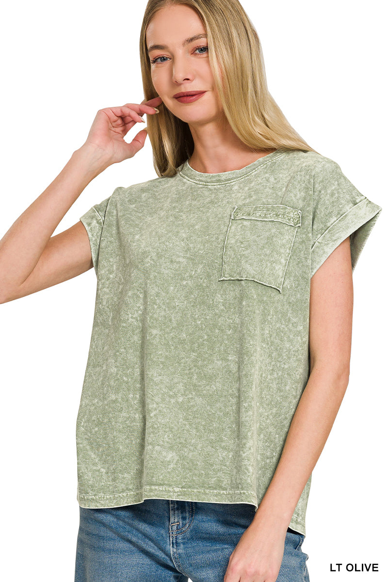 Halo snow washed cuffed short sleeve tee