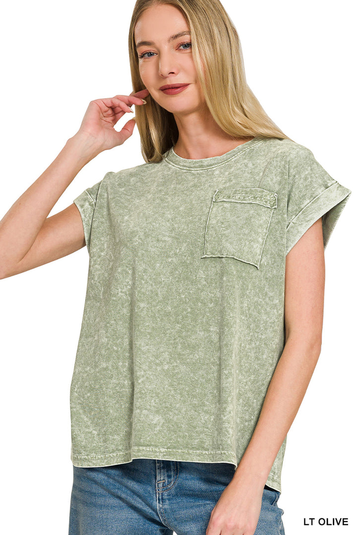 Halo snow washed cuffed short sleeve tee