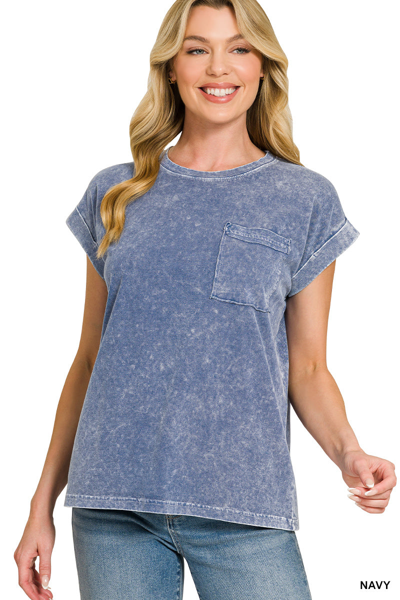 Halo snow washed cuffed short sleeve tee