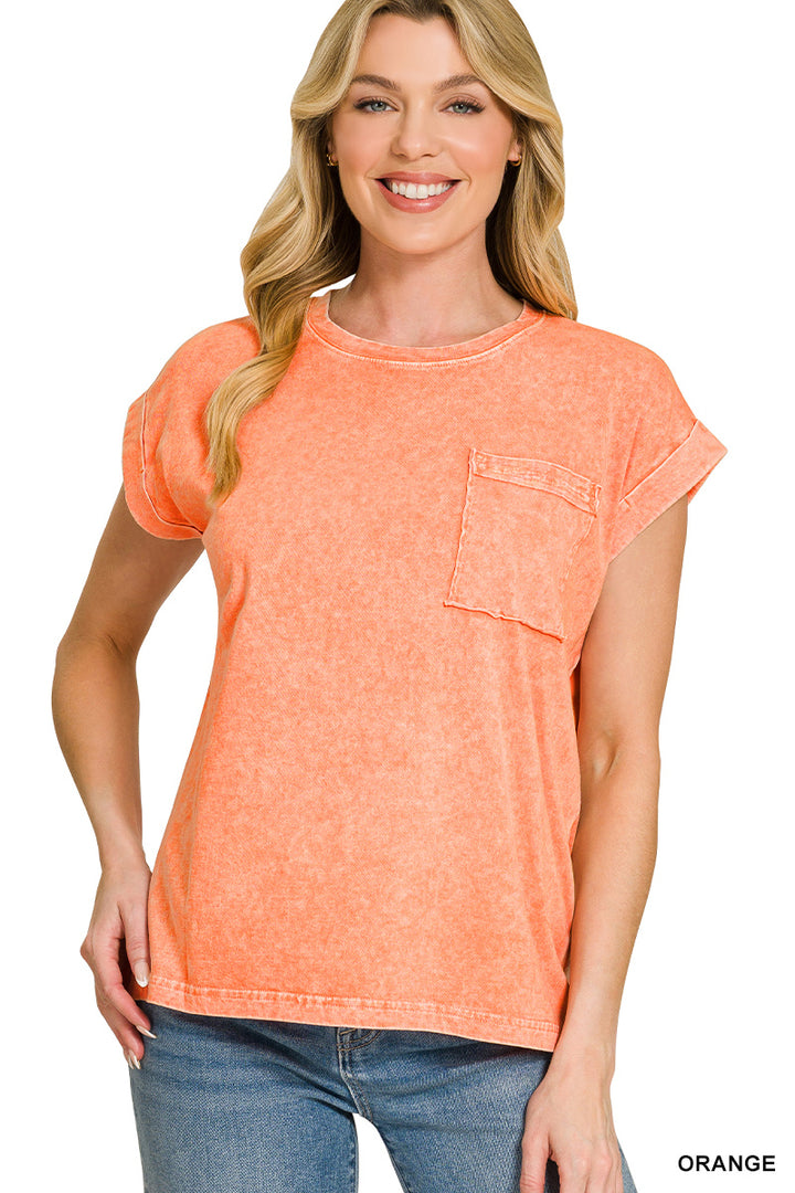 Halo snow washed cuffed short sleeve tee