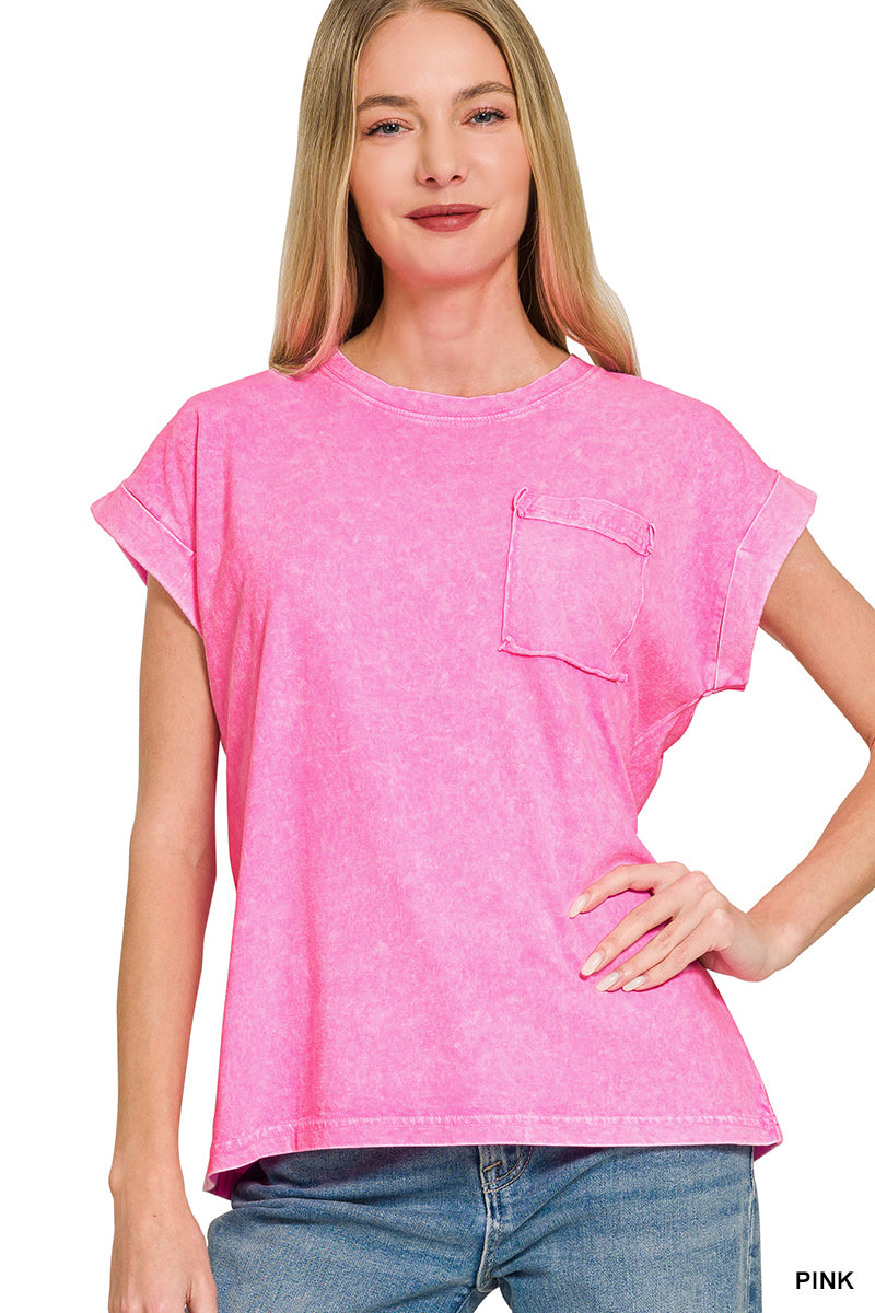 Halo snow washed cuffed short sleeve tee