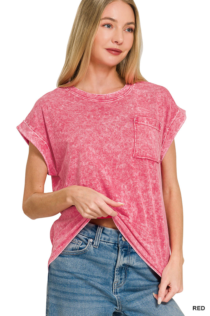 Halo snow washed cuffed short sleeve tee
