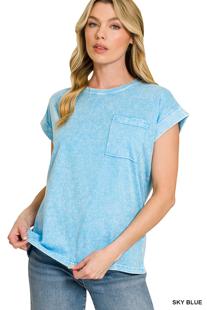 Halo snow washed cuffed short sleeve tee