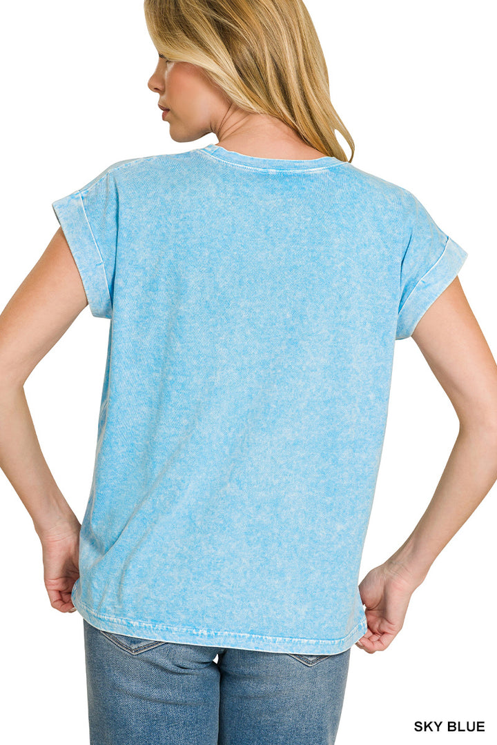 Halo snow washed cuffed short sleeve tee