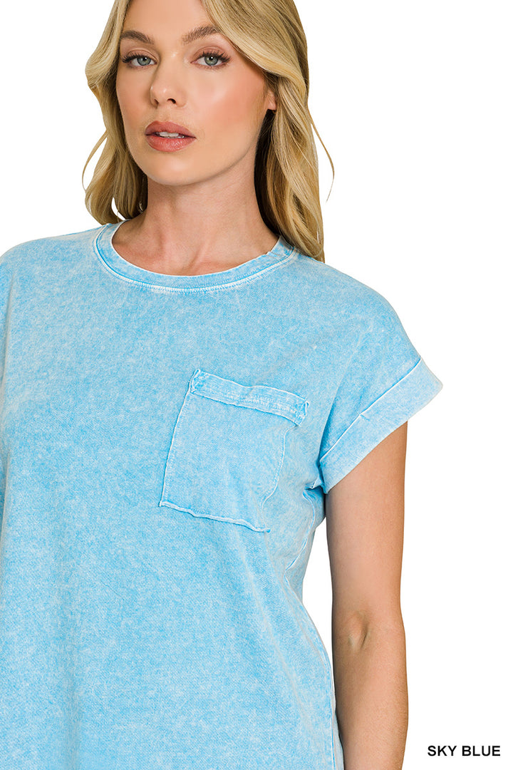 Halo snow washed cuffed short sleeve tee