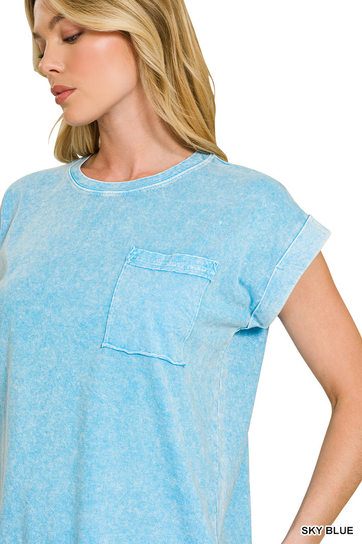 Halo snow washed cuffed short sleeve tee