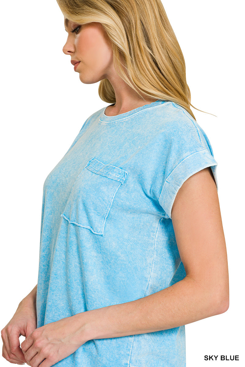 Halo snow washed cuffed short sleeve tee