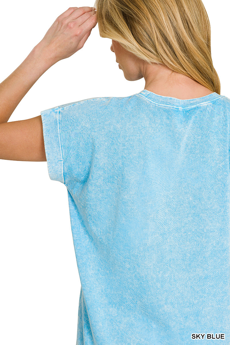 Halo snow washed cuffed short sleeve tee