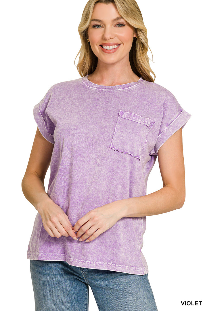 Halo snow washed cuffed short sleeve tee