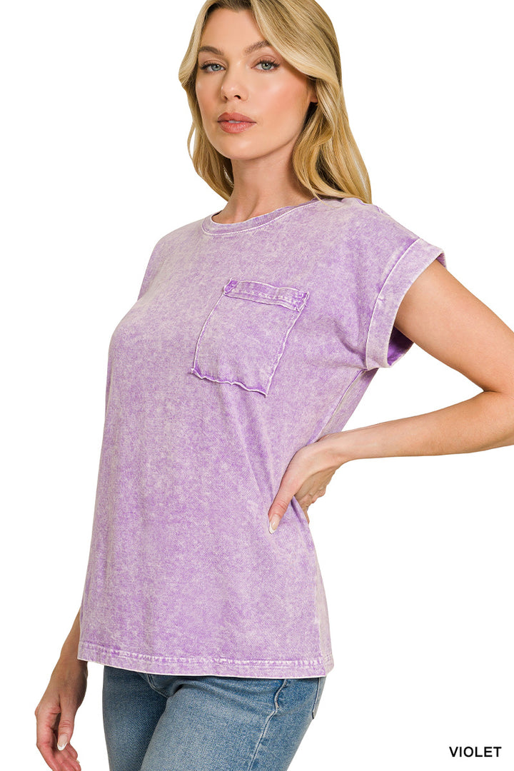 Halo snow washed cuffed short sleeve tee