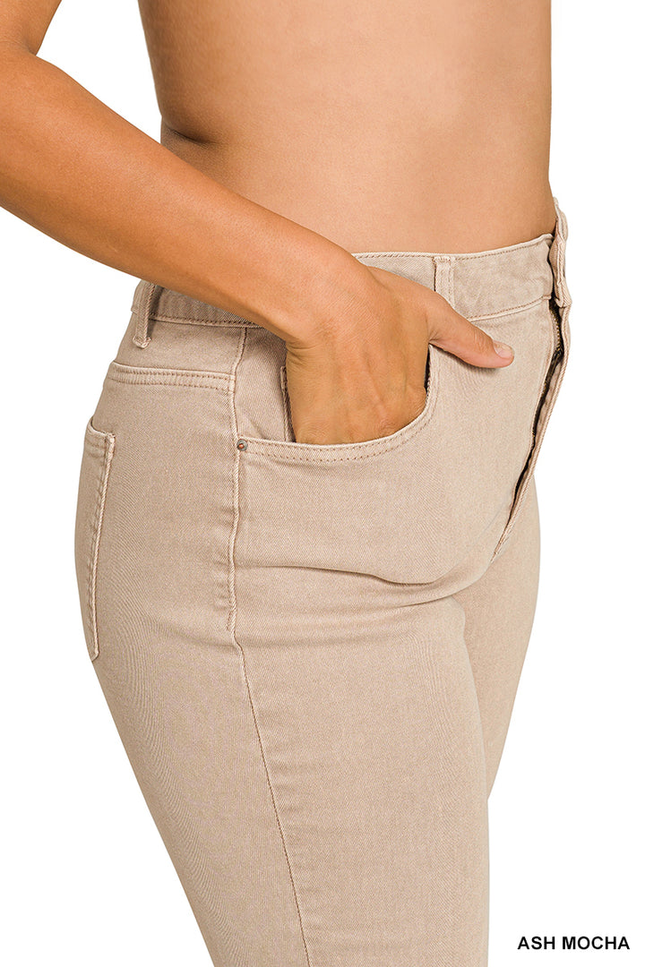 Zenana Plus acid washed high waist frayed hem bootcut pants