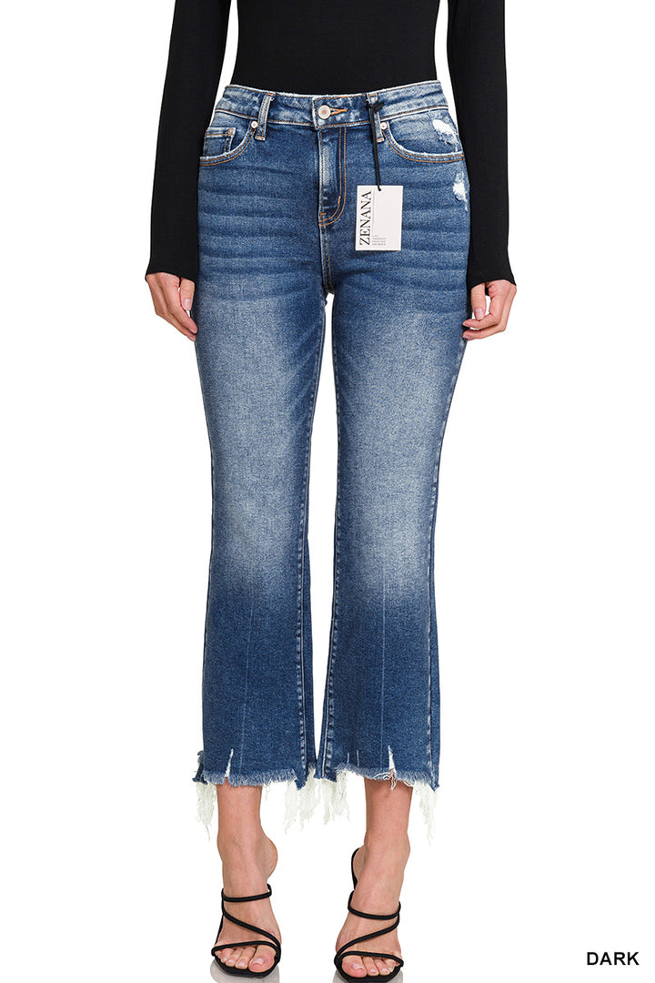 ZENANA Kick crop flare denim pants