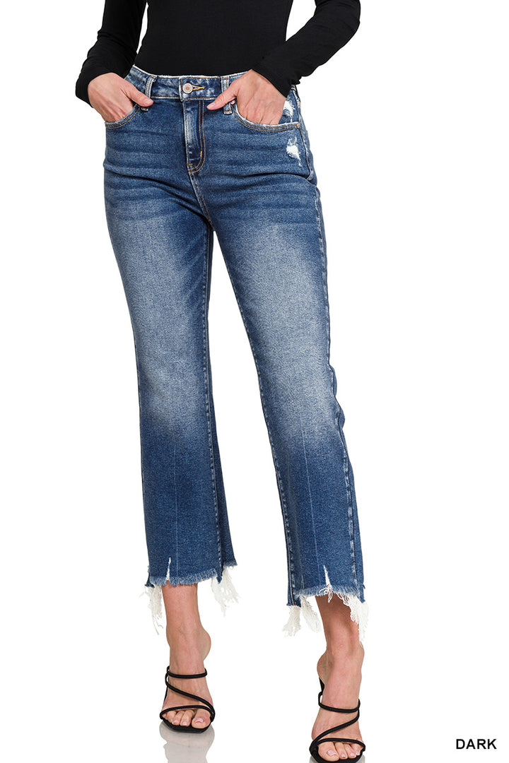 ZENANA Kick crop flare denim pants