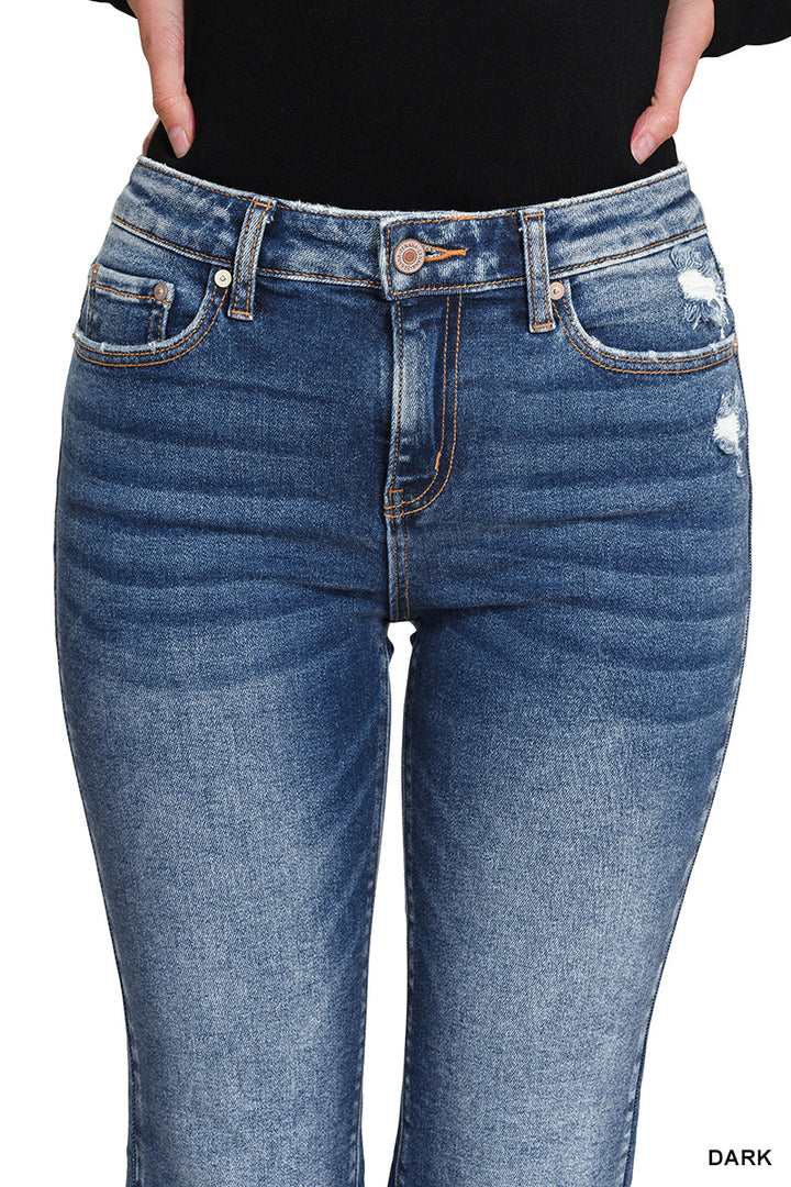 ZENANA Kick crop flare denim pants
