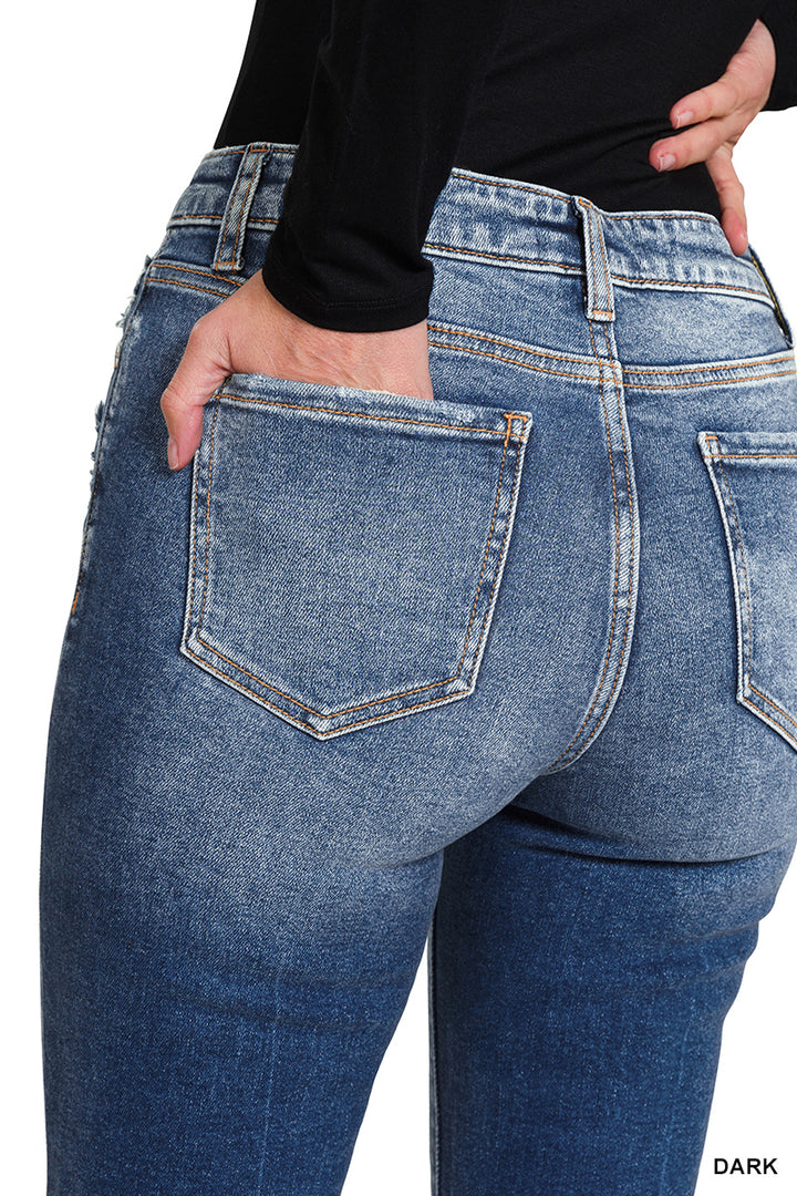 ZENANA Kick crop flare denim pants