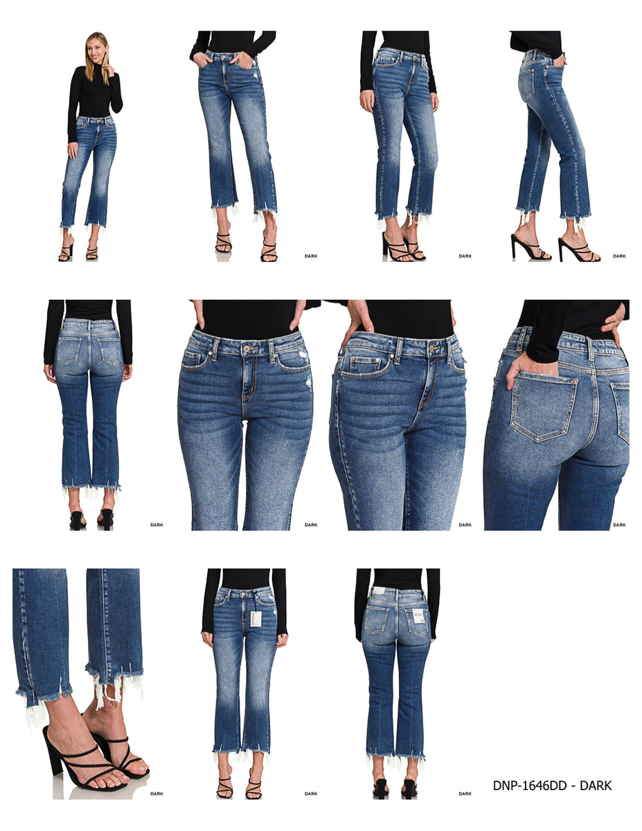 ZENANA Kick crop flare denim pants