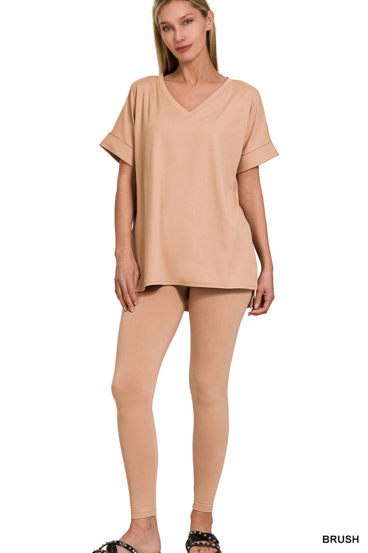 Brushed dty microfiber loungewear set