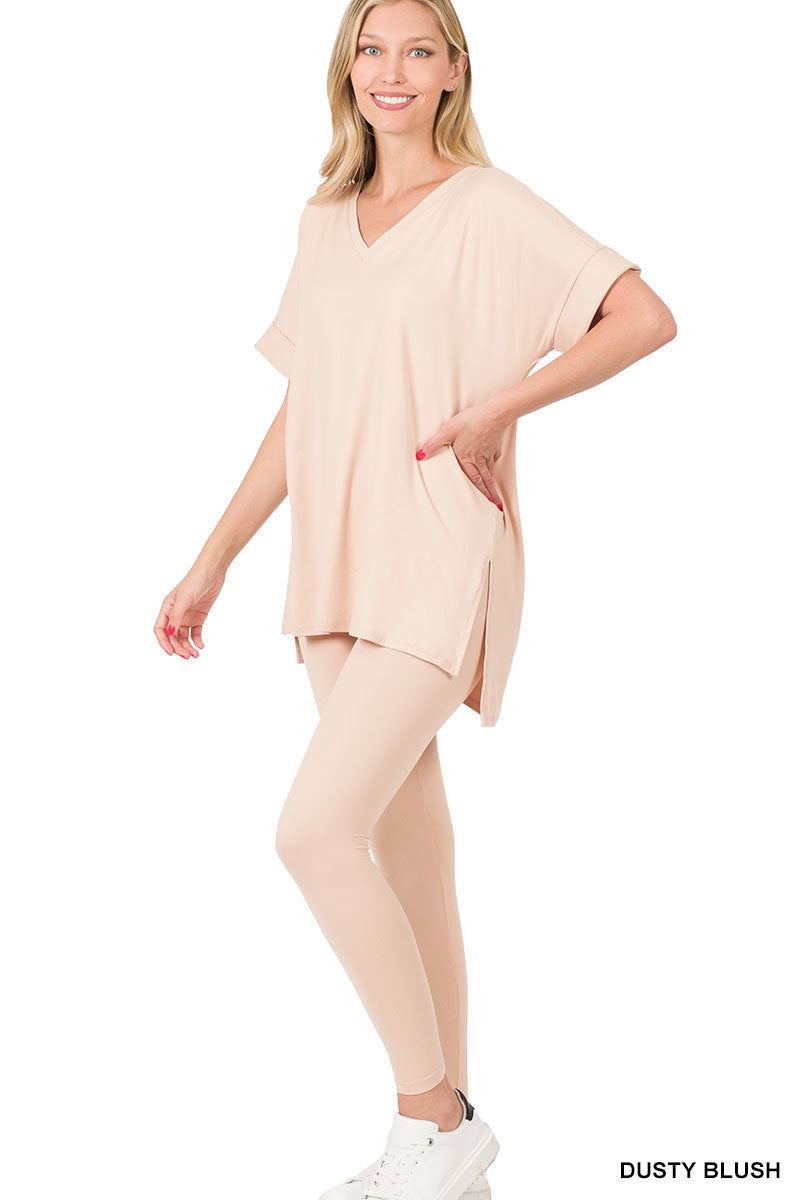 Brushed dty microfiber loungewear set