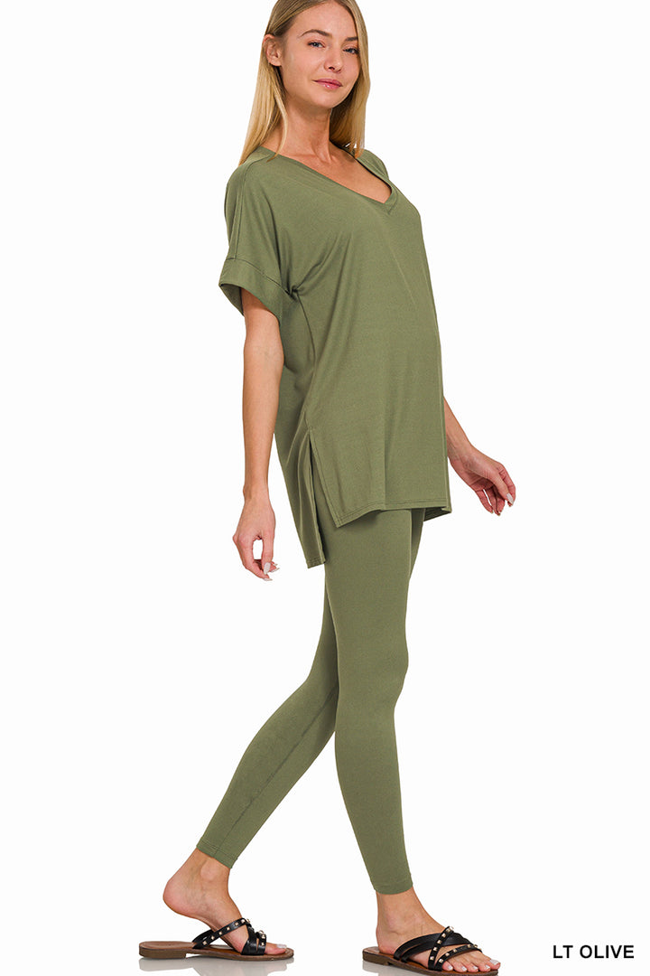 Brushed dty microfiber loungewear set