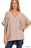 Woven airflow v-neck dolman short sleeve top