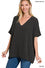 Woven airflow v-neck dolman short sleeve top