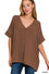 Woven airflow v-neck dolman short sleeve top
