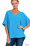 Woven airflow v-neck dolman short sleeve top