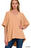 Woven airflow v-neck dolman short sleeve top