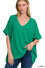 Woven airflow v-neck dolman short sleeve top