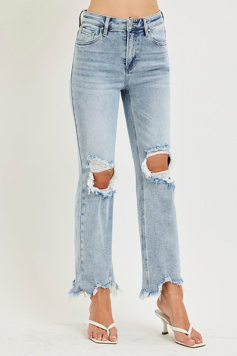 HIGH RISE-CROP STRAIGHT JEANS