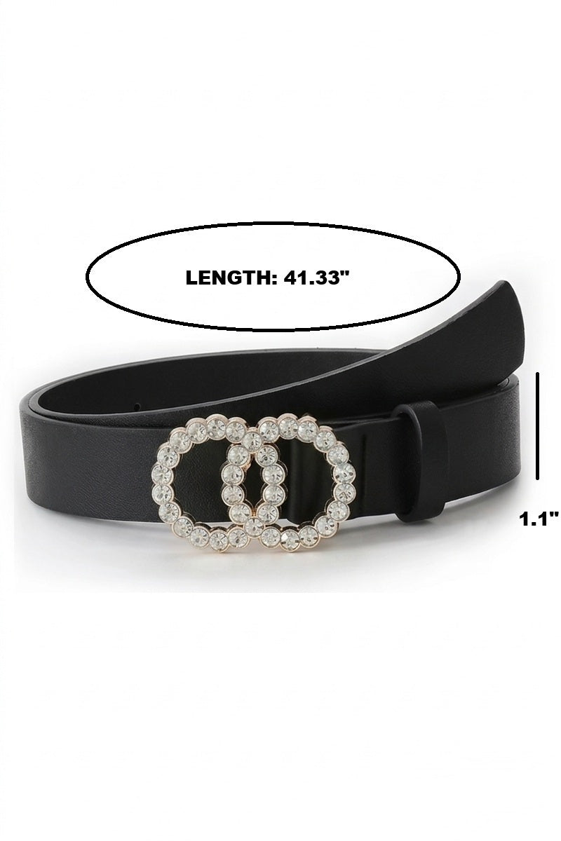 Rhinestone double ring buckle fashion belt