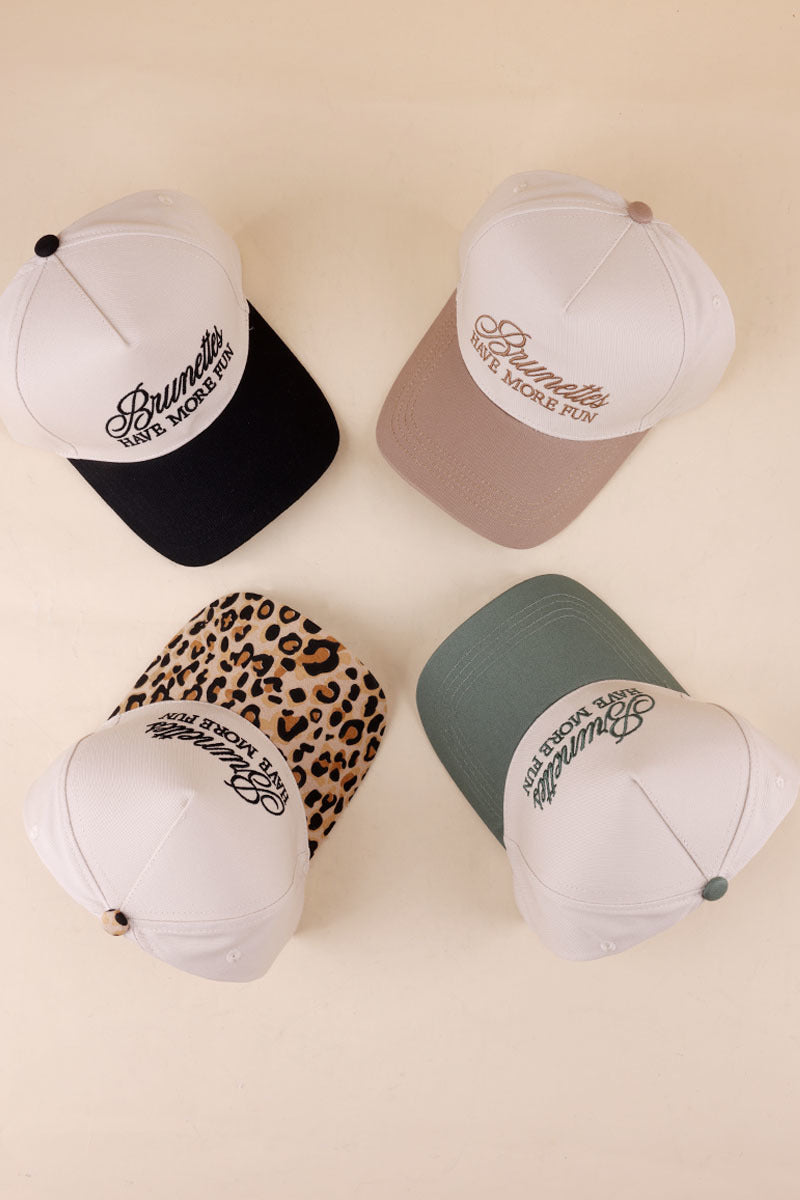 Brunettes have more fun two-tone canvas cotton cap