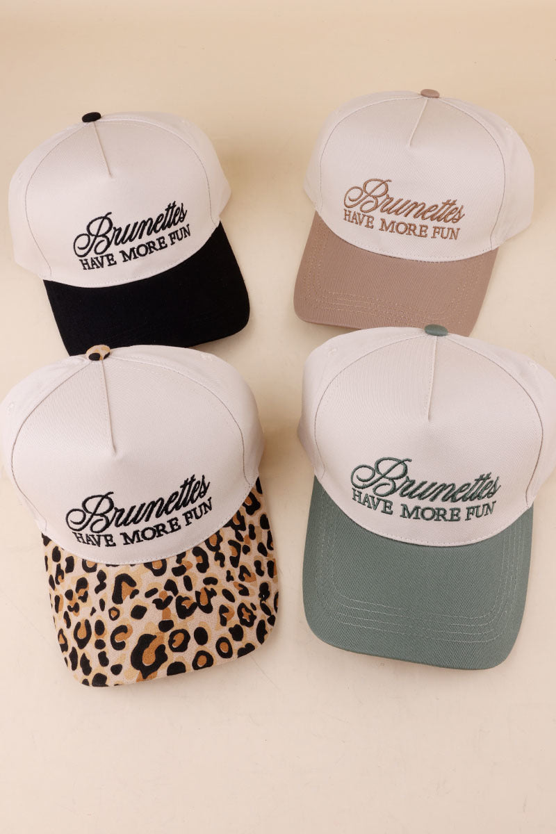 Brunettes have more fun two-tone canvas cotton cap