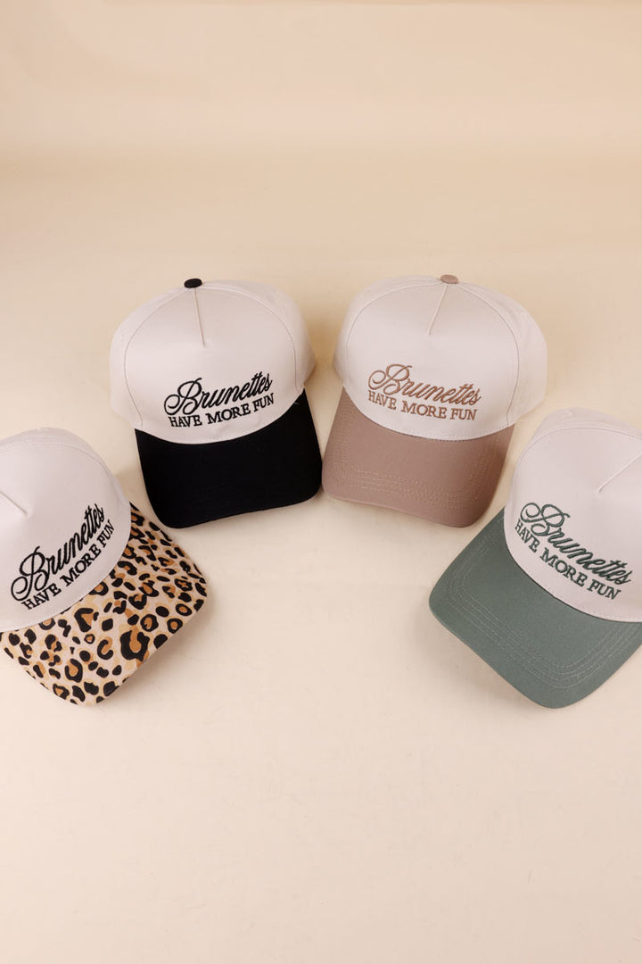 Brunettes have more fun two-tone canvas cotton cap