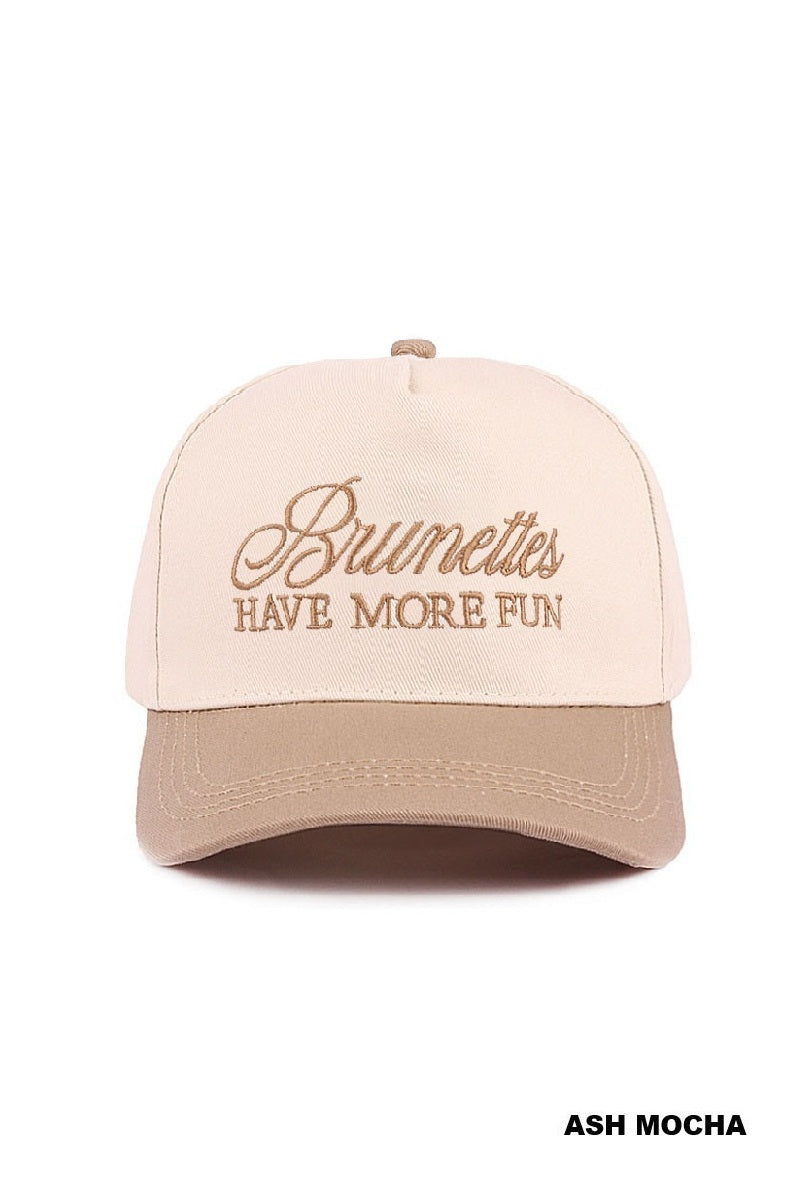 Brunettes have more fun two-tone canvas cotton cap