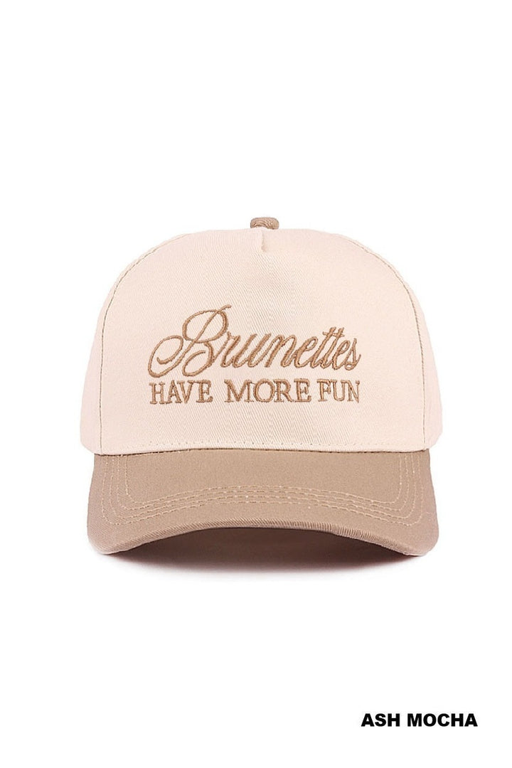 Brunettes have more fun two-tone canvas cotton cap