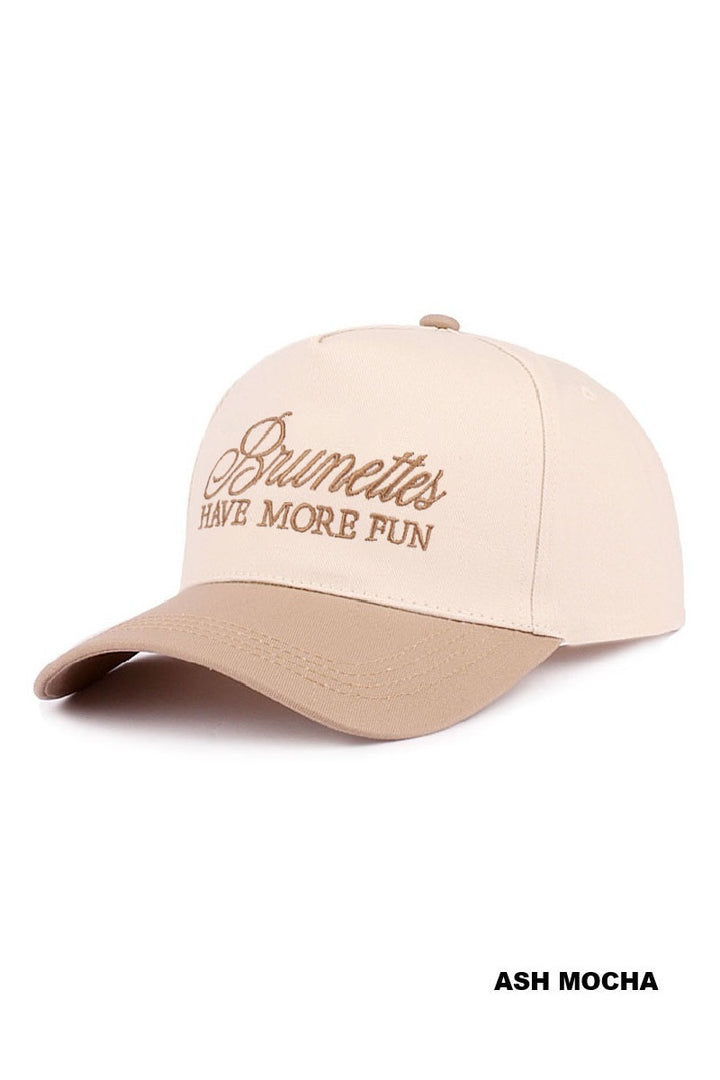 Brunettes have more fun two-tone canvas cotton cap