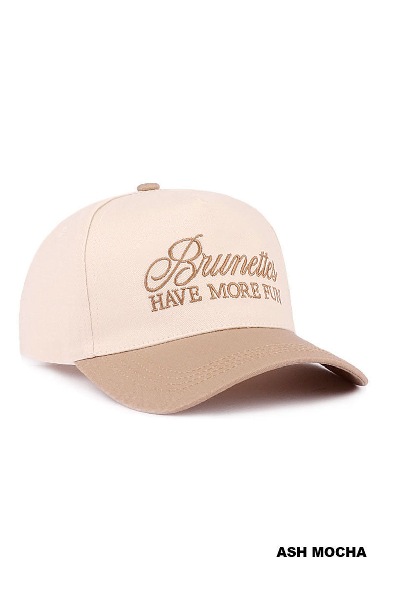 Brunettes have more fun two-tone canvas cotton cap