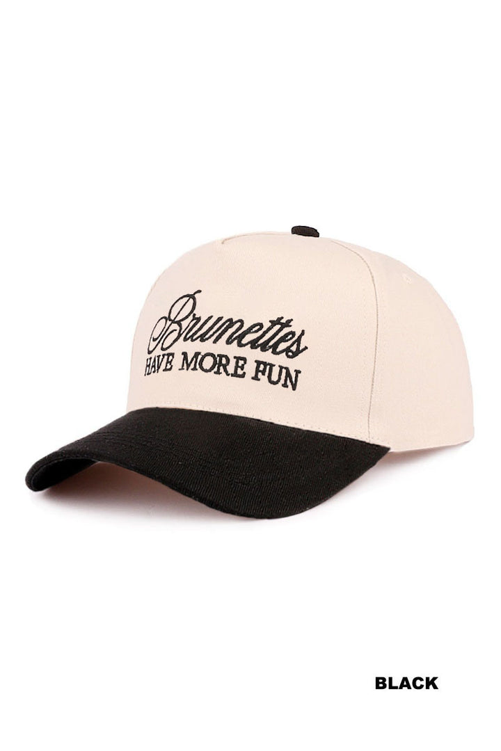 Brunettes have more fun two-tone canvas cotton cap