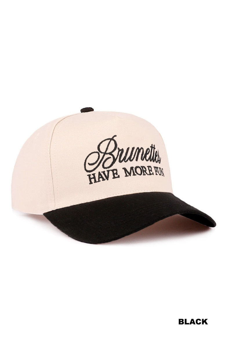 Brunettes have more fun two-tone canvas cotton cap