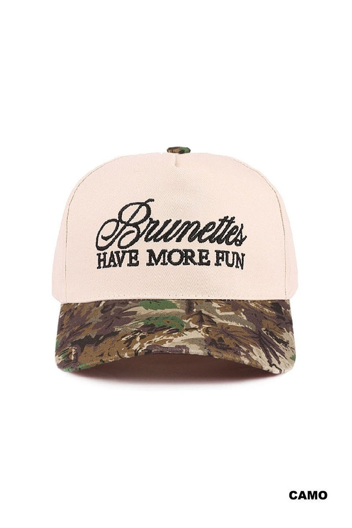 Brunettes have more fun two-tone canvas cotton cap